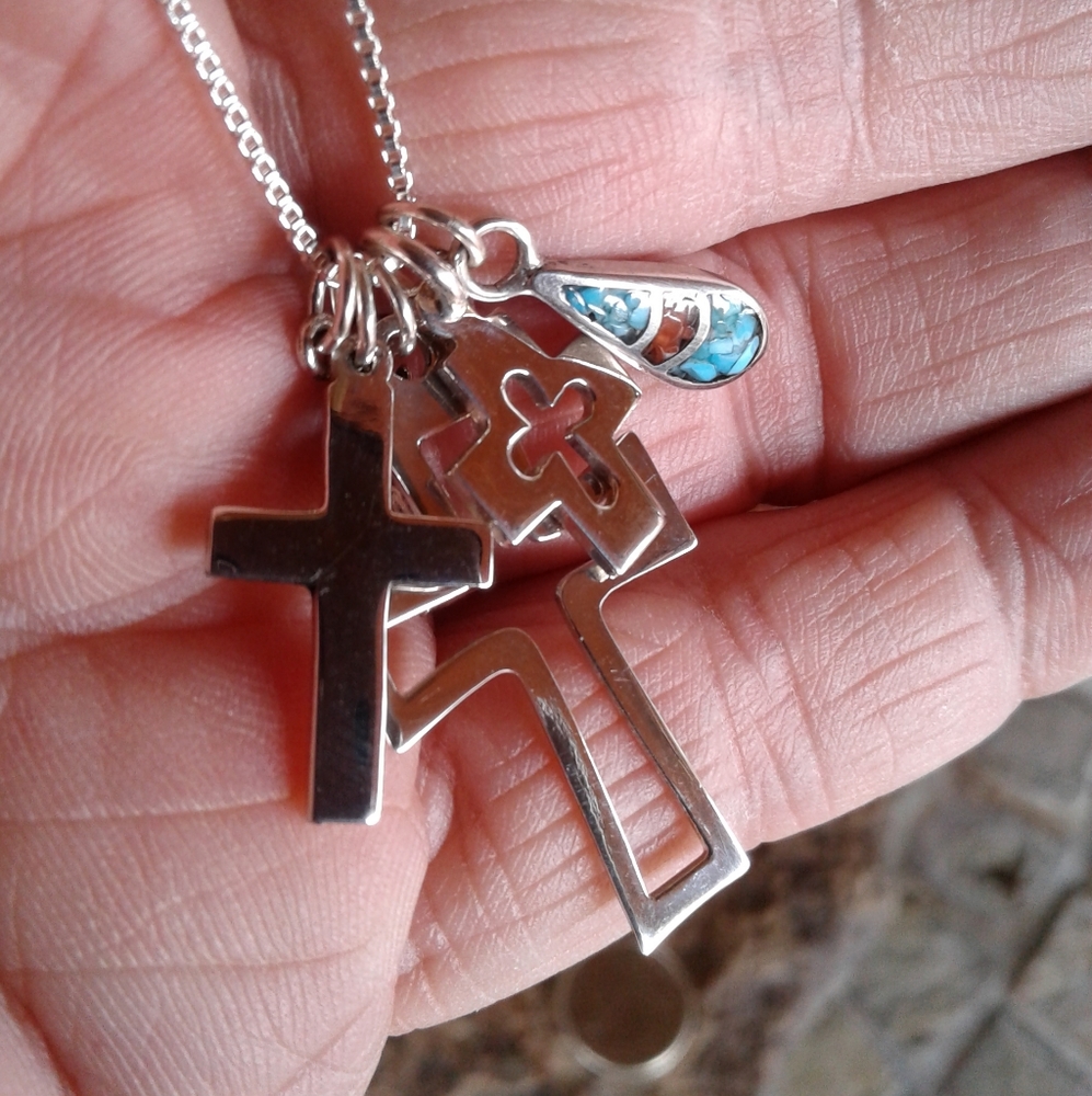 Sterling Silver Cross Charms NECKLACE - Picture 7 of 15